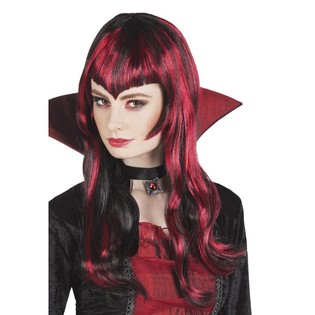 Parrucca lunga rossa e nera (1 pz.)
