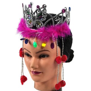 CORONA ARGENTATA CON BORDO IN PELUCHE E LACCI (12 pz.)