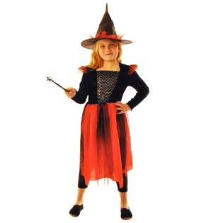 COSTUME DA STREGA NERO/ROSSO PER BAMBINI - TAGLIA 146
