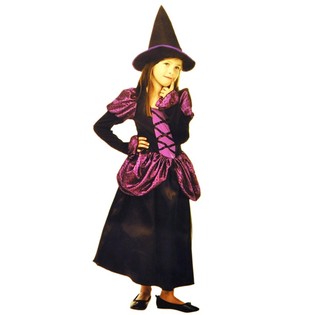 COSTUME DA STREGA NERO/VIOLA PER BAMBINI - TAGLIA M