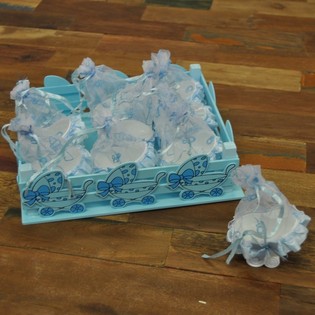 Cassetta Decorativa con 9 Carrozzine Deco - Blu