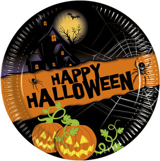 Set 8 Pezzi Piatti Usa e Getta - Modello: Happy Halloween (6 pz.)