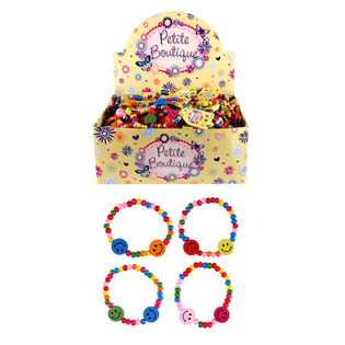 ALLEGRE BRACCIALETTI SMILEY IN LEGNO PER BAMBINI IN DISPLAY (144 pz.)