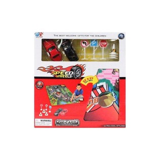SET DI AUTO DIE CAST CON TAPPETO DA GIOCO (6 pz.)