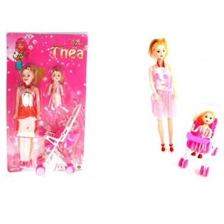 SET BAMBOLE: MAMMA, FIGLIA E PASSEGGINO SU SCHEDA (10 pz.)