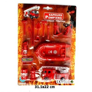 Camion dei Vigili del Fuoco Pull Back + Set Gioco Completo (24 pz)