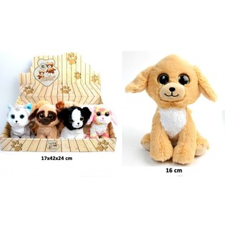 Cani in Peluche di Lusso, 16 cm, Modelli Misti in Espositore (12 pz)