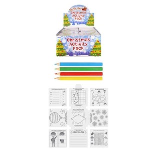 PACK ATTIVITÀ DI NATALE PER BAMBINI – DISEGNI DA COLORARE, INDOVINELLI, MATITE ECC. (36 pz.)