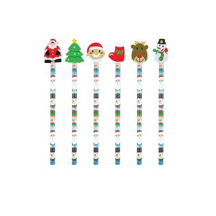 MATITA DI NATALE CON GOMMA SAGOMATA (24 pz.)