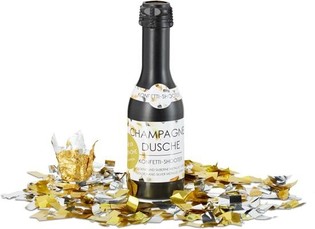 Cannone spara coriandoli bottiglia di champagne 31 cm – Oro e argento (4 pz.)