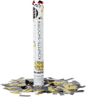 Cannone sparacoriandoli – Colore: Nero-Giallo - 40 cm - Partypopper (10 pz.)