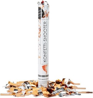 Cannone spara coriandoli – Colore: Arancione/Argento 40 cm - per compleanni (10 pz.)