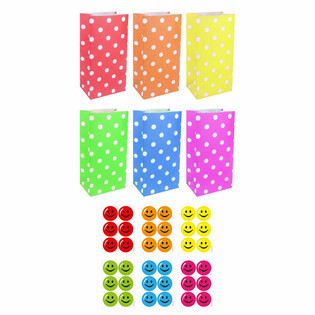 Sacchetti Regalo in Carta con Adesivi Smiley - Mix (72 pezzi)
