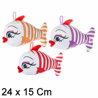 Pesce di Peluche Allegro con Grandi Labbra - 24 cm - Mix (12 pz)