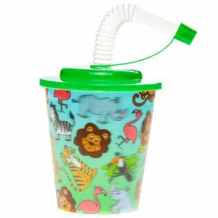 Bicchiere Bevande / Gelato con Cannuccia - Animali della Giungla (12 pezzi)