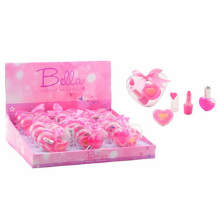 Set trucco per bambini Bella da 3 pezzi a forma di cuore in display (18 pz.)