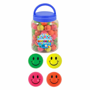 Palline Rimbalzanti Smiley Ø3,3cm - Barattolo da 72 pezzi