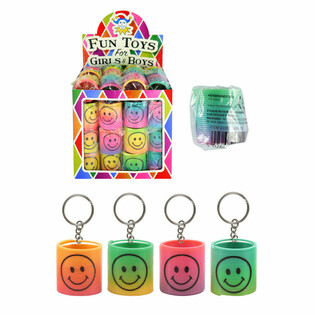 Portachiavi a Spirale Smiley Arcobaleno in Display (60 pz.)