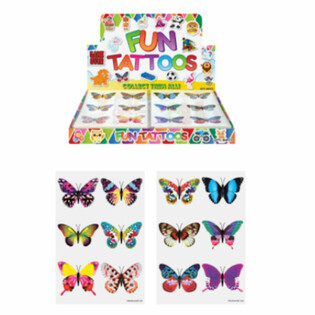 TATUAGGI DIVERTENTI - MODELLO: FARFALLE IN DISPLAY (96 pz.)