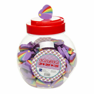 Gomma da Cancellare Cuore Arcobaleno in Barattolo (100 pz.)