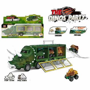 CAMION DINOSAURO CON 3 AUTO DINO - SET GIOCO IN CONFEZIONE REGALO