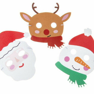 Mix Maschere Natalizie in Gommapiuma - Babbo Natale, Renna e Pupazzo di Neve (48 pezzi)