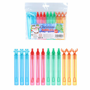 BACCHETTE PER BOLLE DI SAPONE NATALIZIE COLORATE (12 pz.)