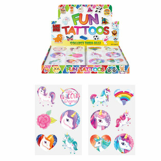 Tatuaggi Divertenti: Espositore Unicorno (96 pezzi)