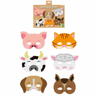 Maschere Animali della Fattoria ECO FRIENDLY in Carta - 12 Pezzi