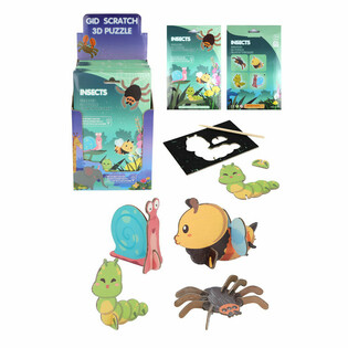 Display Puzzle 3D da Grattare SCRATCH - Insetti (18 pezzi)
