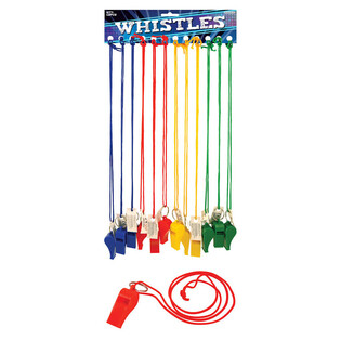 FISCHIETTI COLORATI ASSORTITI CON CORDINO (12 pz.)