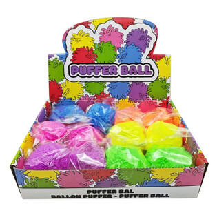 PALLA PUFFER CON COLORI VIVACI - 8CM - IN DISPLAY (12 pz.)