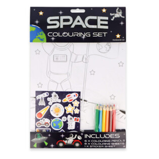 Set da Colorare Spazio - Include Matite e Adesivi (12 pz.)