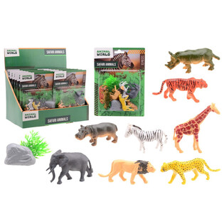 ANIMAL WORLD - SET ANIMALI SAFARI 10 PEZZI SU CARD - IN ESPOSITORE (12 pz.)