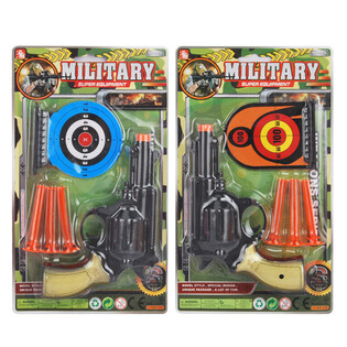 Set Pistola Militare con 3 Frecce a Ventosa e Bersagli (6 pezzi)