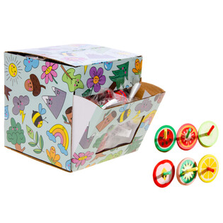 TROTTOLE IN LEGNO CON STAMPA FRUTTA - IN DISPLAY (42 pz)