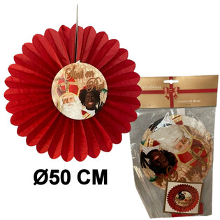 VENTAGLIO DECORATIVO SINTERKLAAS &Oslash;50 CM - PIEGHEVOLE (6 pz.)