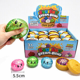 RAGE - Squishy GLITTER Bun Dumplings PICCOLO (Dim. 5.5 x 5.5 x 3 cm) - Giocattolo Fidget Virale 2026 (24 pz)