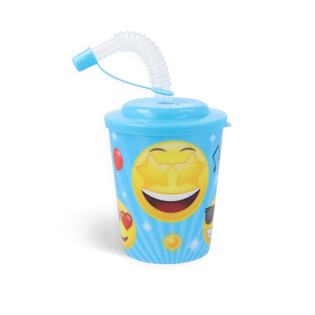 Bicchiere per bevande / Bicchiere gelato con cannuccia - Smiley (12 pz.)