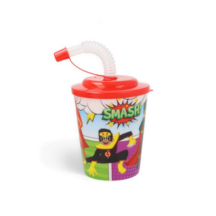 Bicchiere per Bevande / Granite con Cannuccia - Superhero (12 pz.)