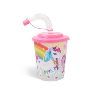 BICCHIERE PER BEVANDE / COPPA GELATO CON CANNUCCIA &ndash; UNICORNO (12 pz.)